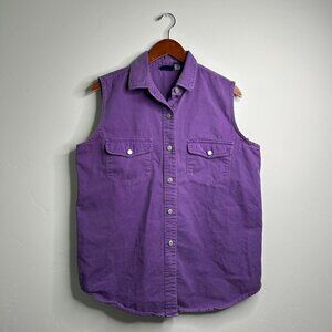 GAP Purple 90’s vintage sleeveless button-up shirt size large